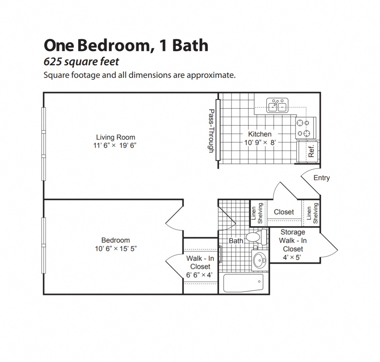 Floor plan layout diagram for Renovated 1 Bedroom (ground nac)